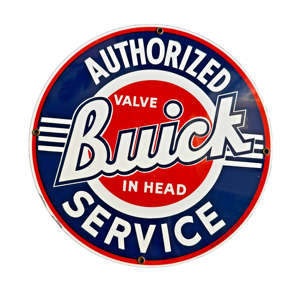 Vintage Buick Authorized Service Sign 1986 Ande Rooney USA 11.25” Round